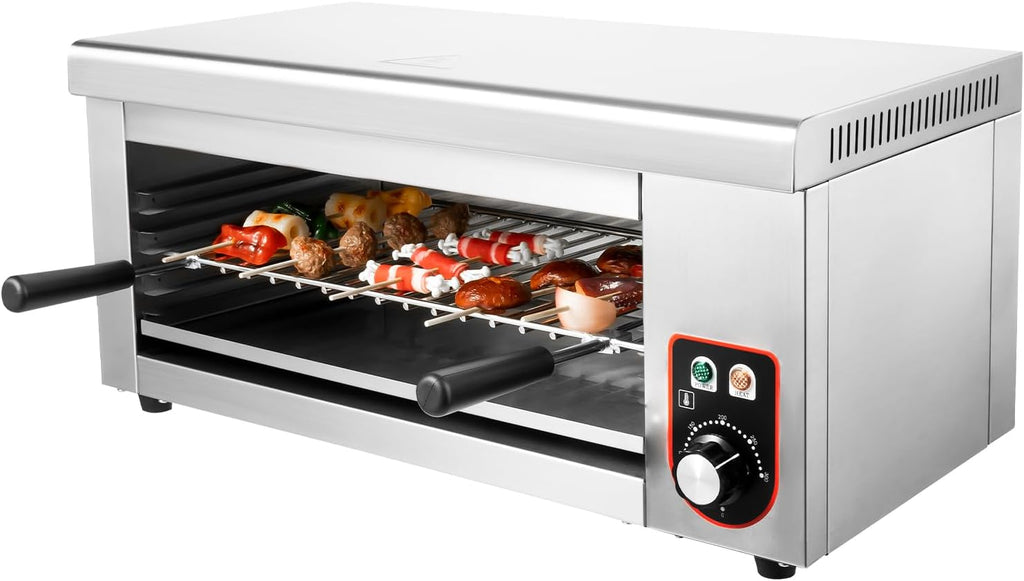 Commercial Cheese Melter Salamander Broiler, 1500W Electric Cheesemelter Heater Heating Grill, 120-570°F Rapid Heating Countertop Raclette Cheese Melting Oven