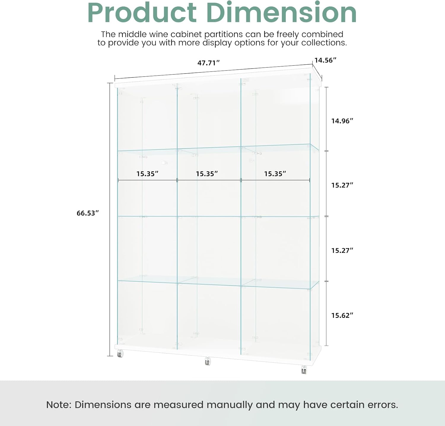 Beauty4U Glass Display Cabinet with 12 Shelves, Extra Large 3 Columns 2 Doors Curio Cabinets for Living Room, Bedroom, Office, White Floor Standing DIY Glass Bookshelf, Quick Installation