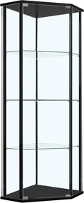 Coaster Home Furnishings - Zenobia - 4-Shelf Curio Cabinet with Metal Supports, Wooden Frame, Tempered Glass Shelves and Chrome Base - Living Room - Black - 953234