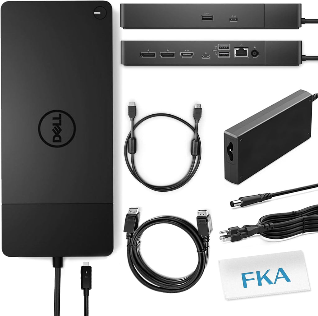 Dell WD19TBS Docking Station, Performance Dock WD19TBS with 180W Power Adapter + 130W Power Delivery + HDMI Cable + DisplayPort Cable