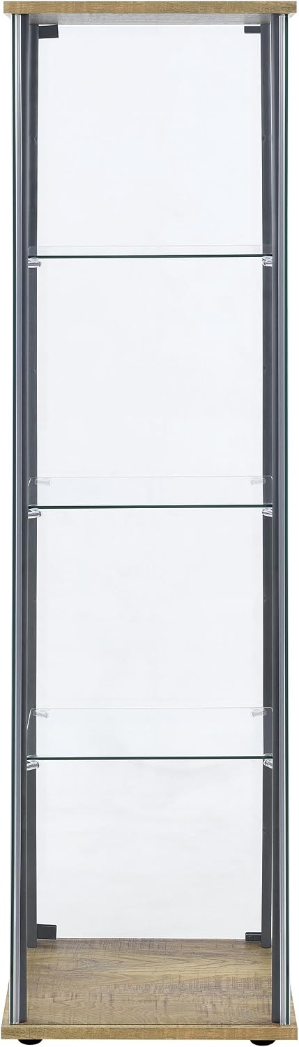 Coaster Home Furnishings - Bellatrix - Glass - 3-Shelf Curio Cabinet with Metal Frame, One Door, and Black Hardware - Living Room - 64-Inch - Mango - 950172MGO