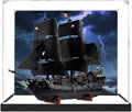 Dustproof Clear Acrylic Display Case,Designed for Lego 10365 Caribbean Pirate Ship Model Dustproof Box, Storage Box(Model Kit Not Included) (Black Mirror Back Spray3mm)