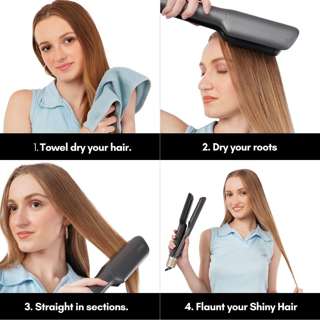 AirFleek AI – Air Straight | 2-in-1 Wet to Dry Hair Straightener & Blow Dryer with AI Heat Control, 110,000 RPM High-Speed Airflow, Ionic Frizz Reduction, Lightweight & No Heat Damage