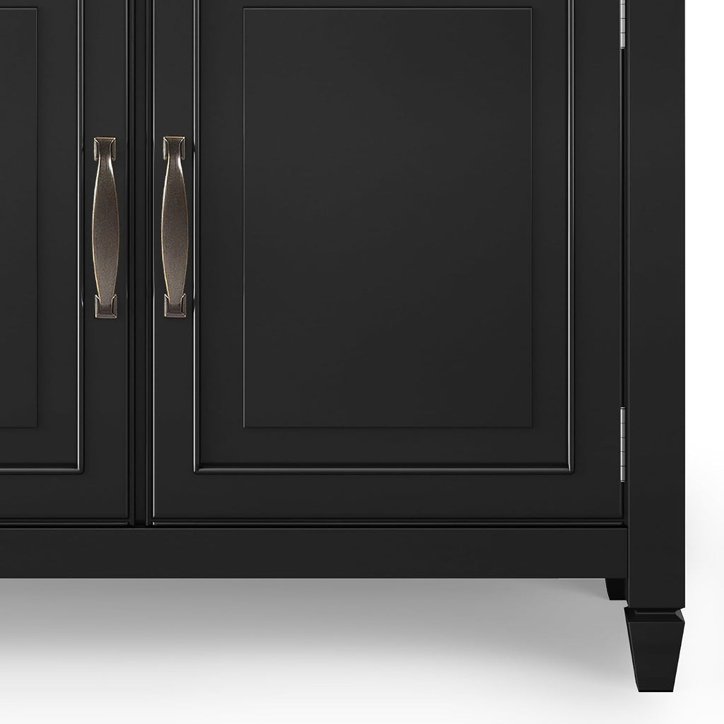 SIMPLIHOME Connaught 40-inch Wide Solid Wood Storage Cabinet in Black for Entryway, Living Room, Organizer for Hats, Gloves, Shoes, Keys, Slim Design, Traditional Style