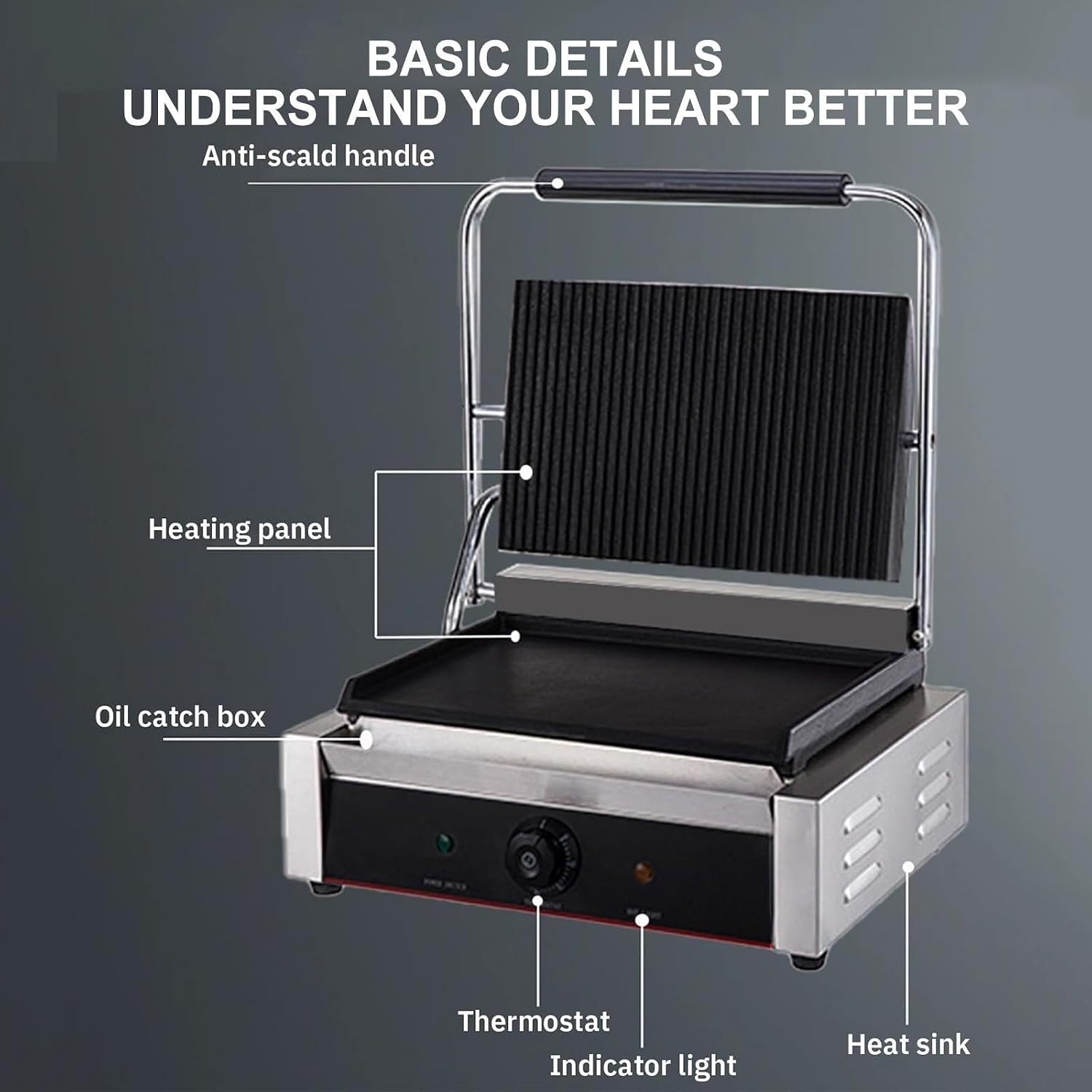 Electric Contact Grill, Electric Countertop Griddle Grill, Stainless Steel Griddle, Hotplate Bbq, Kitchen Grill, For Camping, Outdoor, Tailgating, Kitchen(220V)