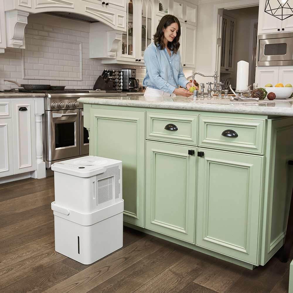Midea Cube 50 Pint Dehumidifier for Basement and Rooms at Home for up to 4,500 Sq. Ft., Smart Control, Compatible with Alexa (White), Drain Hose Included