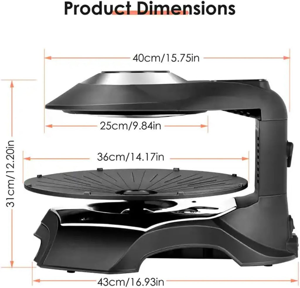 2024 New Electric Smokeless Grill Indoor, 1400W Infrared Korean Electric Griddle, 360° Auto-Rotate, Temperature Control, Timing Function, Removable Grill Pan for Home, Party, Camping