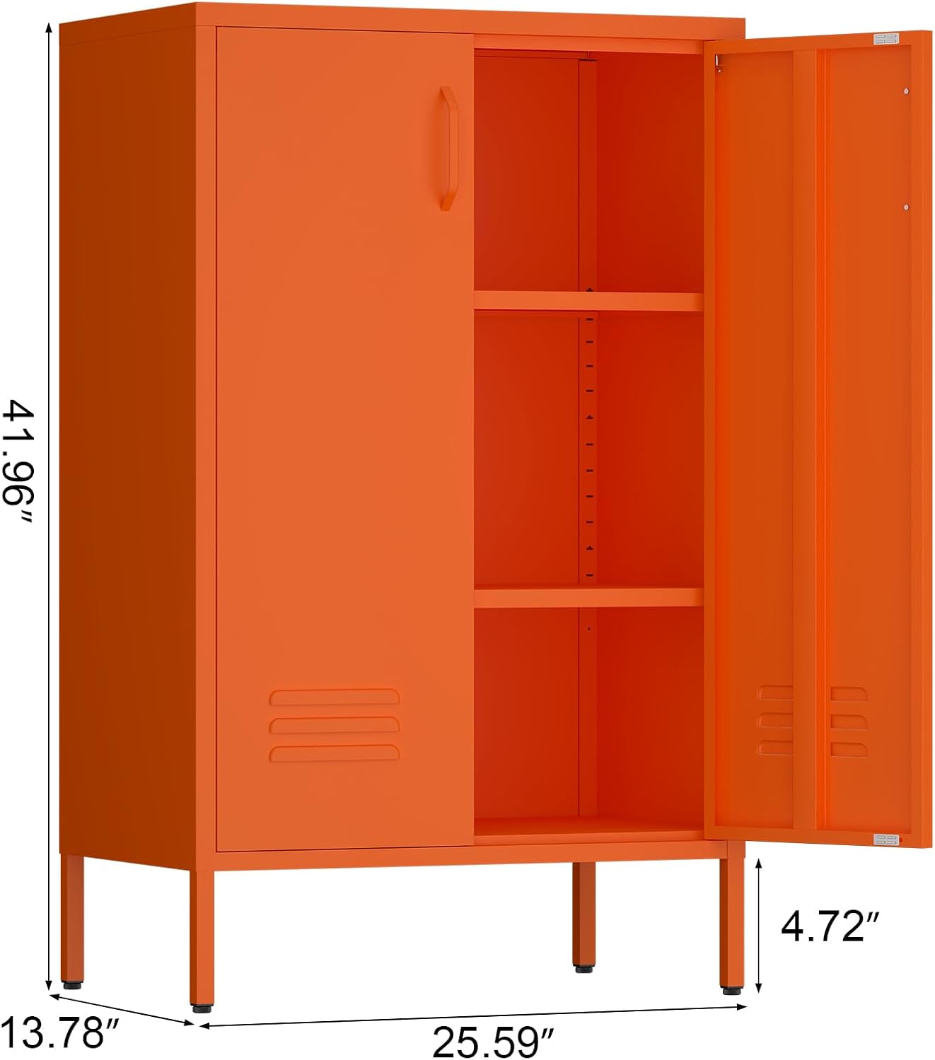 IRONFFICE Metal Locker Cabinet,Morden Storage Cabinet with 2 Adjustable Shelves,Metal Storage Cabinets with 2 Doors for Home Office,Gym,Utility Room,Orange