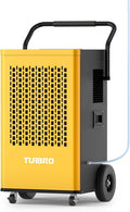 TURBRO 245 Pint Commercial Dehumidifier with Pump and Drain Hose, for Large Spaces, Rolling Wheels, Faster Defrost, for Basements, Warehouses, Flood Restoration, Industrial Sites
