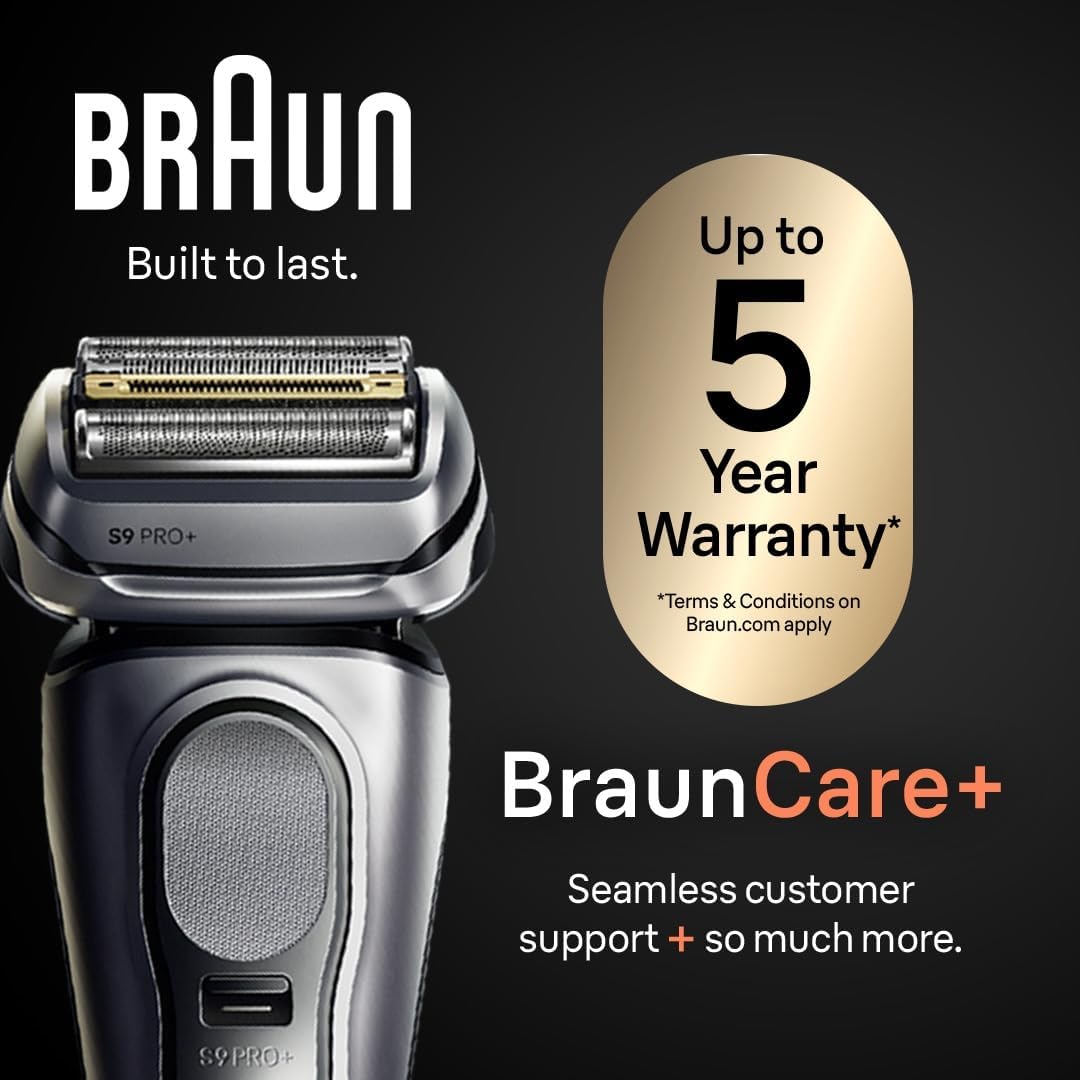 Braun Series 9 PRO+ 9577cc Electric Razor for Men, 5 Pro Shave Elements & Precision Long Hair Trimmer, 6in1 SmartCare Center, PowerCase for Mobile Charging, Wet & Dry, 60min Battery Runtime
