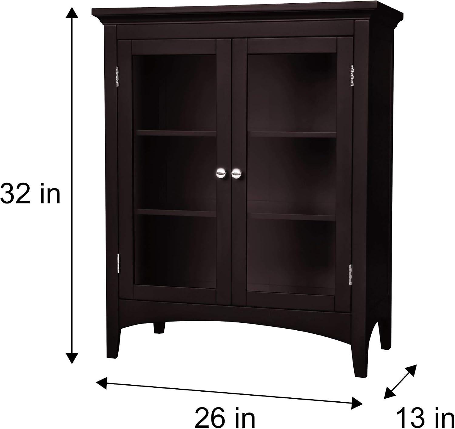 Teamson Home Madison Wooden Floor Cabinet with 2 Glass Doors, Espresso