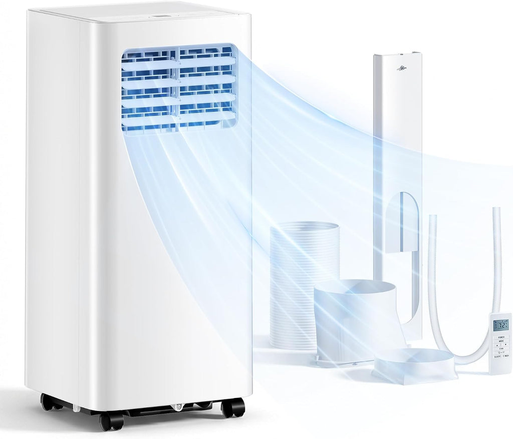 EnerGlow 8,000 BTU Portable Air Conditioners, 3-in-1 Air Conditioner Portable up to 350 sq.ft, Portable AC Unit with Cool, Fan, Dehumidifier, Sleep, 24H Timer, Remote for Bedroom
