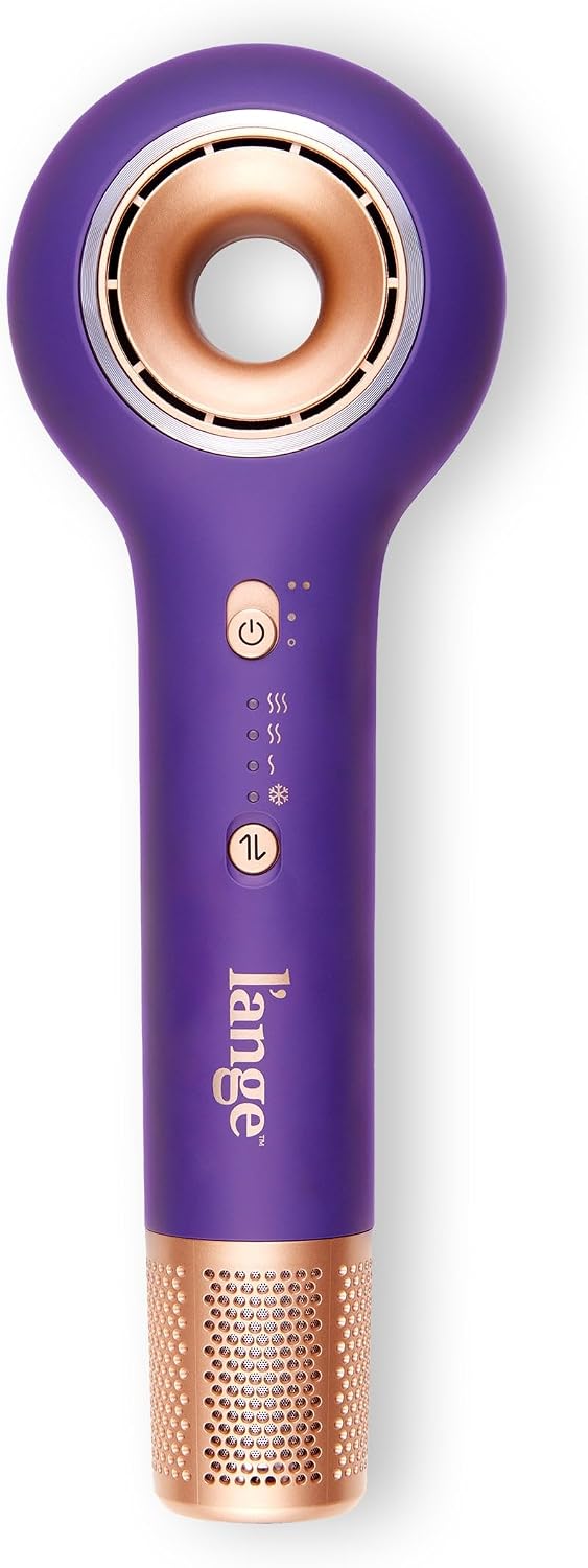 L'ANGE HAIR Axia HaloRing Ionic Hair Dryer | High Speed Professional Blow Dryer for Smooth, Frizz-Free Styles | Lightweight Brushless Motor with Concentrator & Wall Mount | 4 Heat Settings | Purple