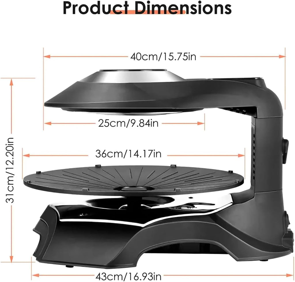 Electric Grill, Electric Smokeless Indoor Grill Machine, 1~80 Minutes/80-280°C Adjustable/360° Automatic Rotation and Non-Stick, for Restaurants, Stalls