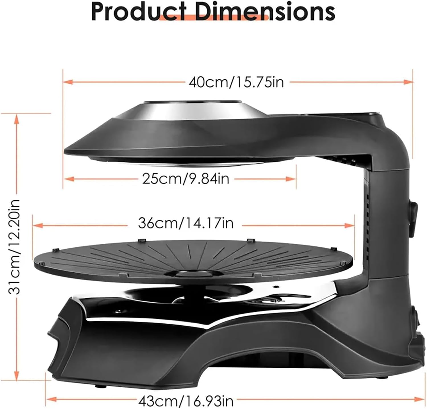 Electric Grill, Electric Smokeless Indoor Grill Machine, 1~80 Minutes/80-280°C Adjustable/360° Automatic Rotation and Non-Stick, for Restaurants, Stalls