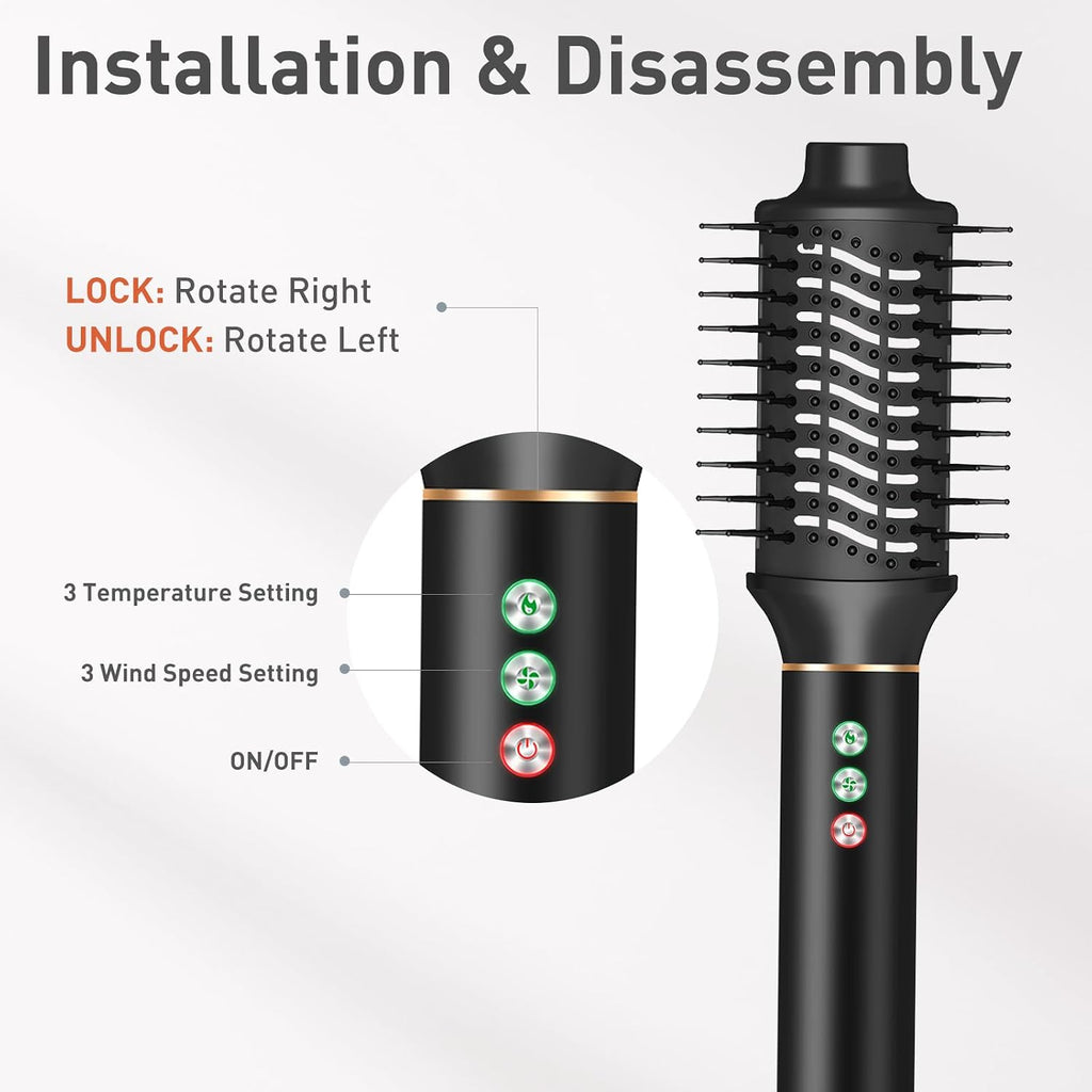 TANSHINE 5 in 1 Professional Hair Dryer Brush & Multi-Styler with 110,000 RPM,Ionic Powerful Blow Dryer Brush Set for Curling,Straightening,Volumizing,Fast Drying,Auto Wrap Curls Hot Air Styler,Black
