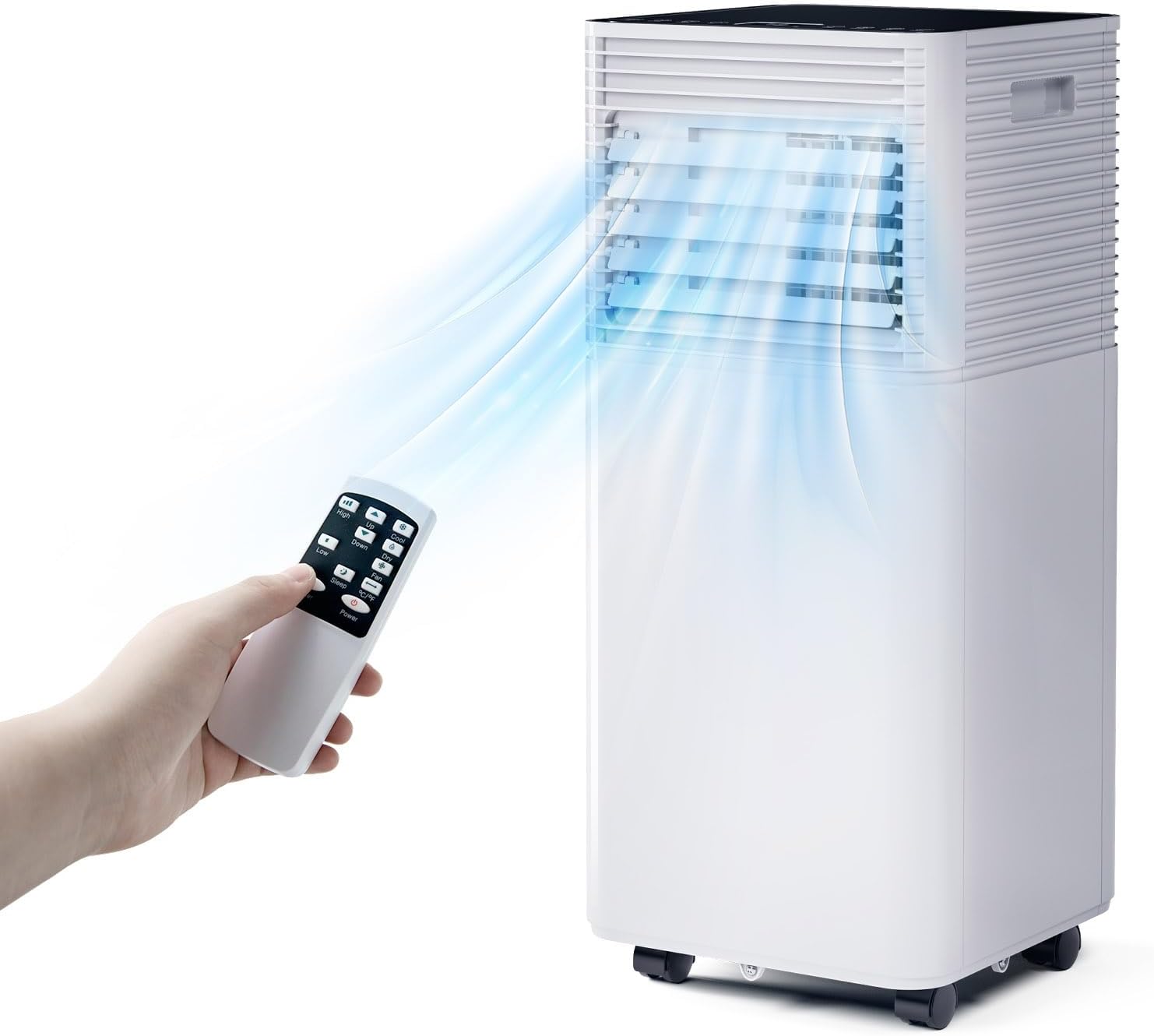 ARLIME Portable Air Conditioners, 8000 BTU Air Unit Cools up to 230 sq. ft. Freestanding Air Cooler w/Fan & Dehumidifier, Remote Control, Window Mount Kits for Home Office, White+Black