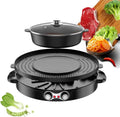 Portable Electric Grill,2-in-1 Electric Smokeless Grill Hotpot,Extra Large Surface Nonstick Pan,Adjustable Temperature Range 0°-1200°C,Indoor and Outdoor Use Useful (Black A)