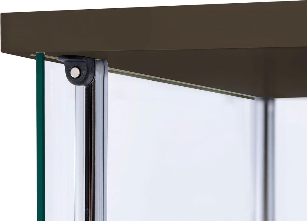 Coaster Home Furnishings - Bellatrix - Glass - 3-Shelf Curio Cabinet with Metal Frame, One Door, and Black Hardware - Living Room - 64-Inch - Cappuccino - 950172