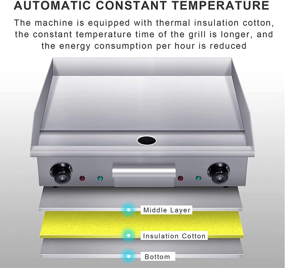 Electric Iron Plate Burning Machine, Table Iron Plate Grill, with Oil Leak Hole and Removable Oil Drawer, Used for Kitchen Business