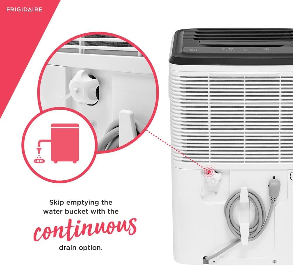 Frigidaire 50 Pint Dehumidifier. 4,500 Square Foot Coverage. Ideal for Large Rooms and Basements. 1.7 Gallon Bucket Capacity