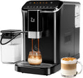 GarveeLife Fully Automatic Espresso Coffee Machine with Built-In Grinder, Milk Frother, Touchscreen, 20 Bar Pump Pressure, 1.5L Detachable Water Tank, One-Touch Latte & Cappuccino Maker, 1350W Gold