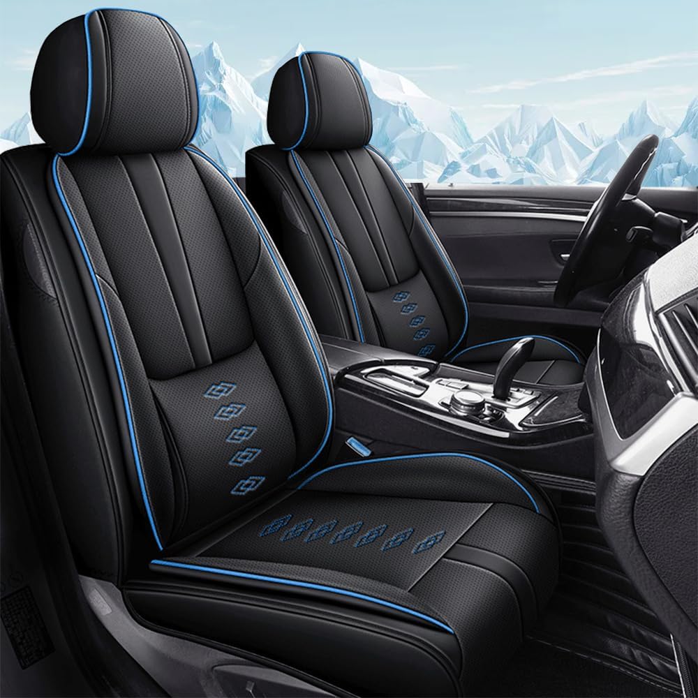 Car Seat Cover for Subaru Ascent 2019-2024,Waterproof Leather Seat Covers 2-Seats Standard,Car Interior Accessories with Airbag,Car Seat Protectors for Ascent(Black+Blue)