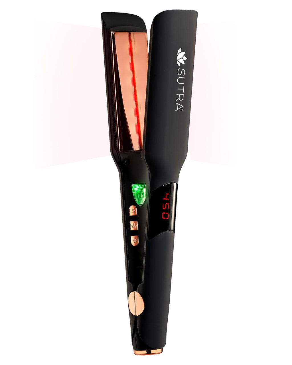 Sutra Professional IR2 Flat Iron - Ionic Infrared Hair Straightener with Adjustable Temperature, Auto Shut-Off & Swivel Cord - Straight Iron for Straightening Hair - Rose Gold Titanium Plate