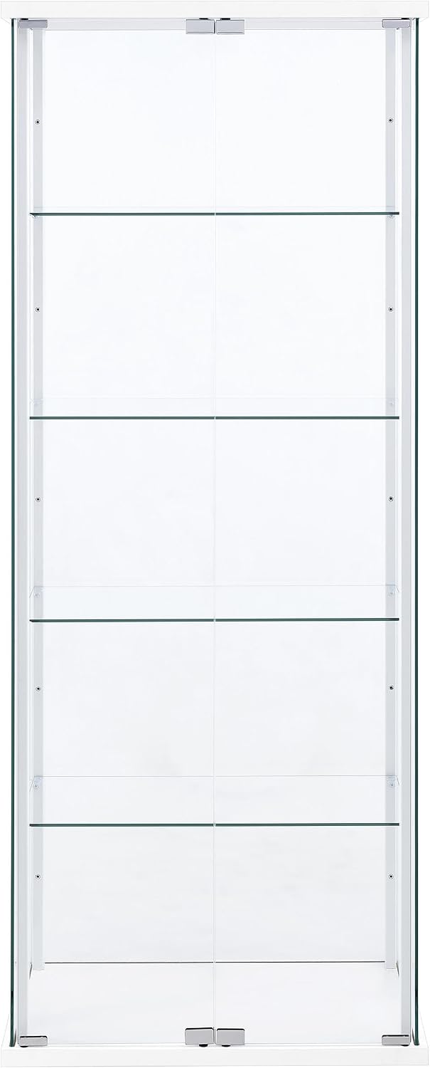 Coaster Home Furnishings - Delphinium - Glass - 4-Shelf Curio Cabinet with Wood Top and Base, Two Doors, and Chrome Hardware - Living Room - 64-Inch - White - 950170WHT