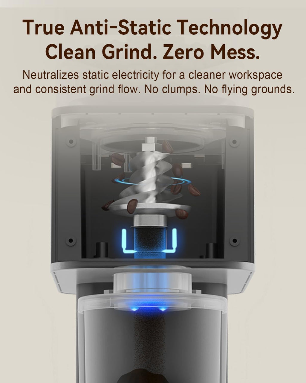 MOKKOM Coffee Grinder with Removable Coffee Scale via Bluetooth Connectivity, Anti-static Conical Burr Coffee Bean Grinder, 31 Precise Settings for Espresso/Drip/Pour Over/Cold Brew/French Press