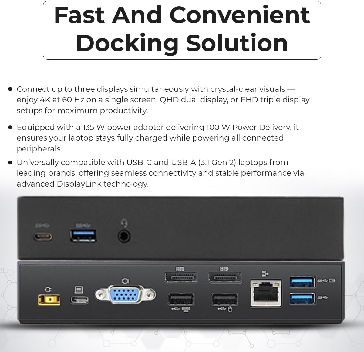 40A90090US Dock Dual Monitor Bundle with 90W AC Adapter + Microfiber Cloth (Renewed)