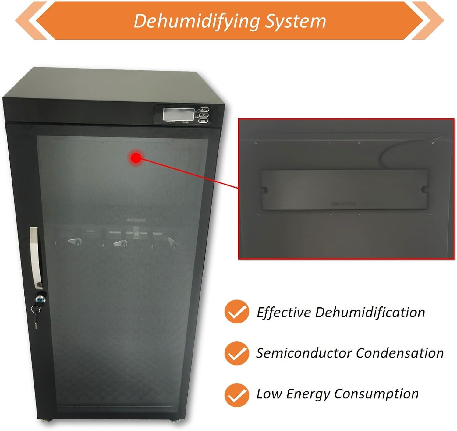 Electronic Humidifying and Dehumidifying Dry Cabinet Box, 110V Musical Instrument Storage Cabinet, 35-60% RH Humidity Control for Bass, Violin, Guitar, Constant Humidity with Lockable Door