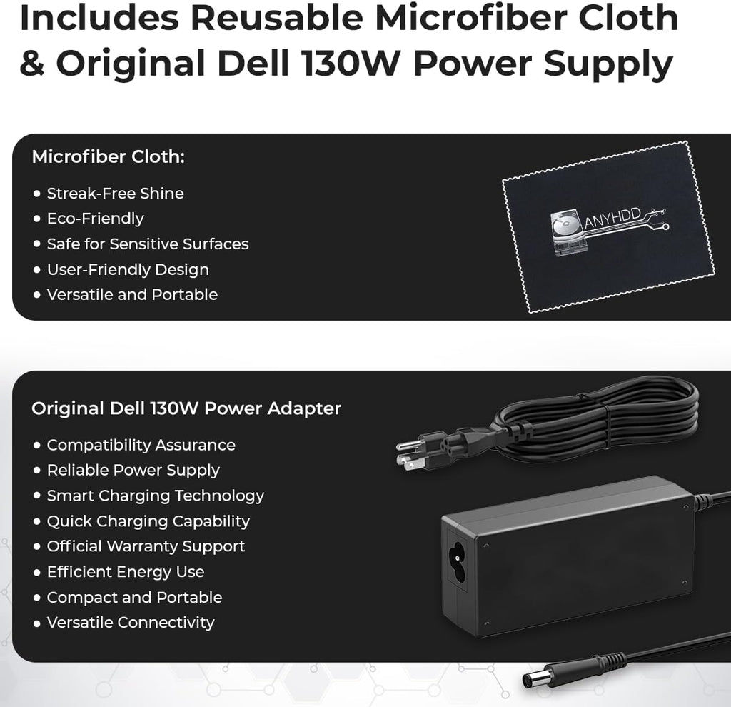 Dell WD19S Docking Station 130W (90W Power Delivery), Dell Docking Station for Laptop with 130W Power Adapter + HDMI + DisplayPort + USB-C Cable + Microfiber Cloth (Renewed)