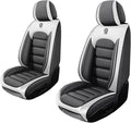 2 Seat Covers for Volvo XC90 2006-2024 Leather Car Seat Covers Waterproof Soft Car Seat Protectors Comfort Premium Automotive Seat Covers with Airbag（Standard,White+Gray）
