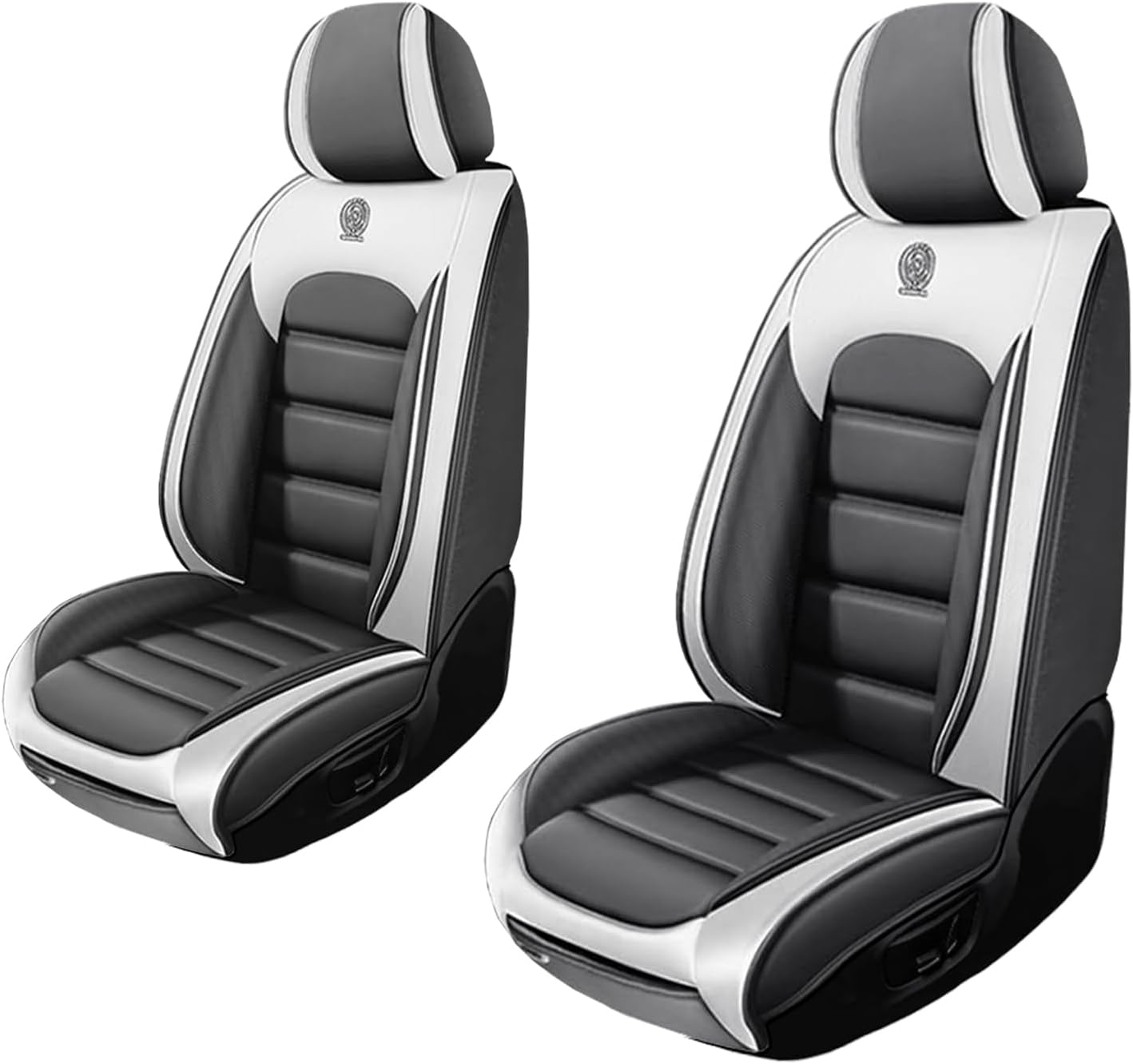 2 Seat Covers for Volvo XC90 2006-2024 Leather Car Seat Covers Waterproof Soft Car Seat Protectors Comfort Premium Automotive Seat Covers with Airbag（Standard,White+Gray）