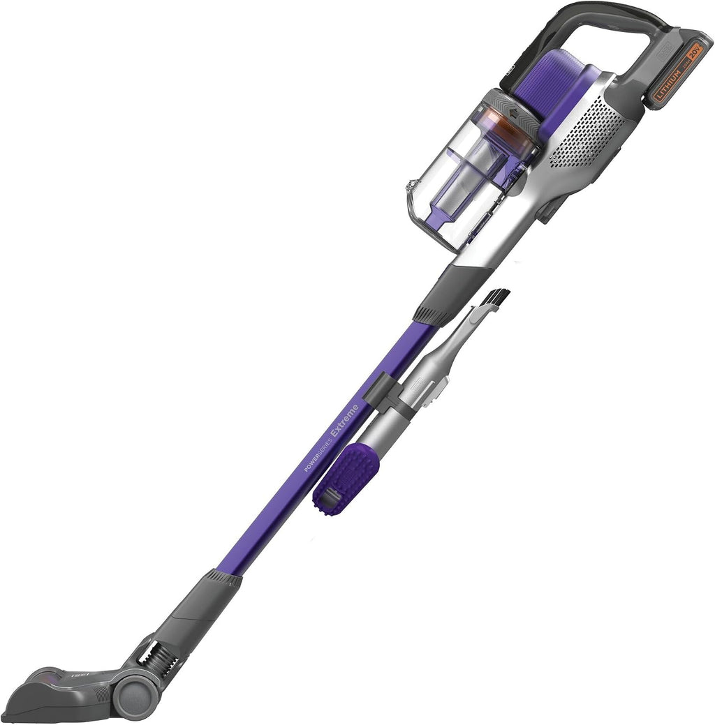 BLACK+DECKER Pet Hair Vacuum, Cordless Vacuum Cleaner Pet Hair, Up to 55 Minutes of Runtime, Interchangeable Floorhead, Maximum Suction, Multi-Surface, Light Weight, Powerseries Extreme (BSV2020P)