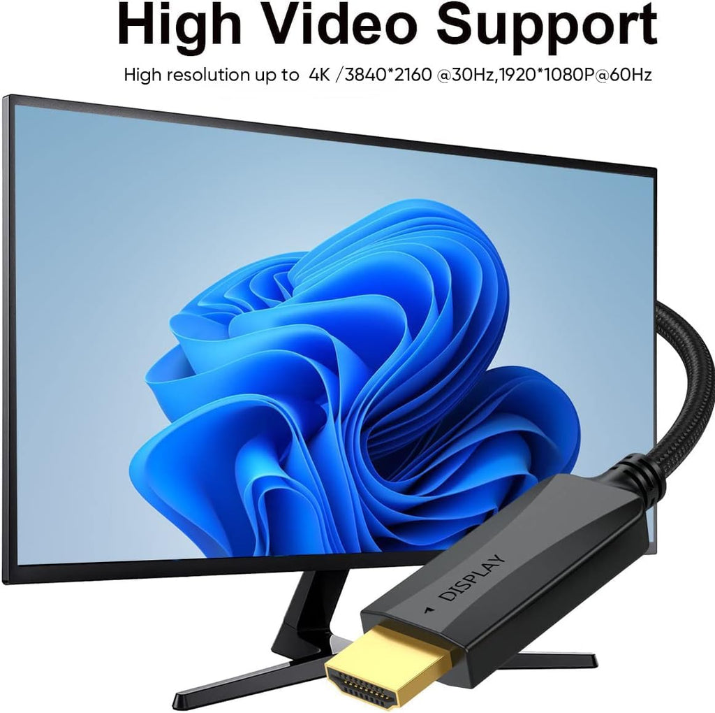 DisplayPort to HDMI Cable 20-Pack, 6FT 4K Display Port DP to HDMI Adapter Male to Male Cord UHD 4K, 2K,1080P, Gold-Plated Braided UHD Support Video and Audio for Dell, HP, NVIDIA,Samsung and More