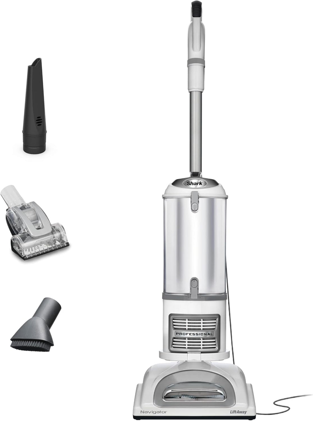 Shark Upright Vacuum Cleaner | Navigator Lift-Away | Pet Hair, Carpet & Hard Floor Cleaning | Pet Power Brush, Dusting Brush & Crevice Tool | HEPA Filter | Swivel Steering | White/Silver | NV356E