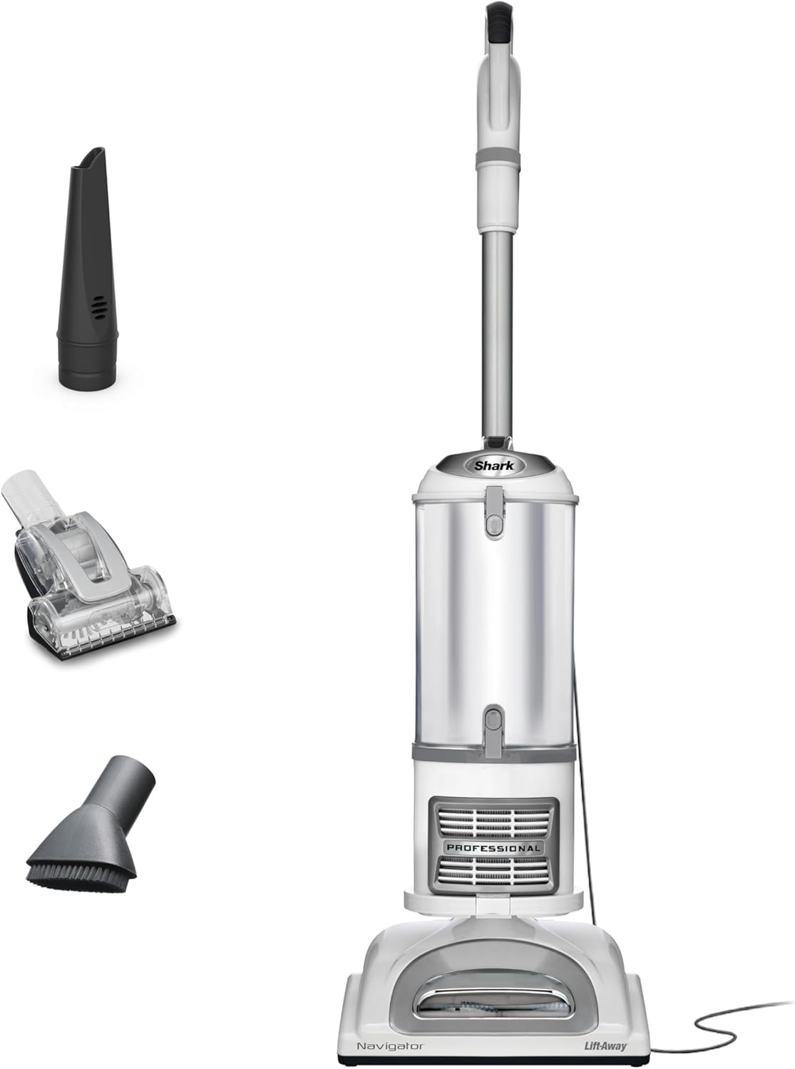 Shark Upright Vacuum Cleaner | Navigator Lift-Away | Pet Hair, Carpet & Hard Floor Cleaning | Pet Power Brush, Dusting Brush & Crevice Tool | HEPA Filter | Swivel Steering | White/Silver | NV356E