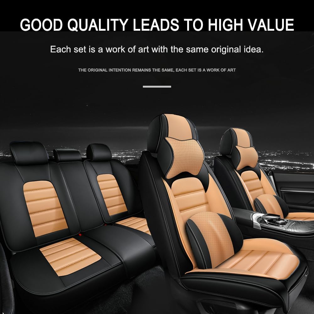 5 Seat Covers for Infiniti G35 2003-2010 Leather Car Seat Covers Waterproof Soft Car Seat Protectors Comfort Premium Automotive Seat Covers with Airbag（Luxury,Black+Orange）
