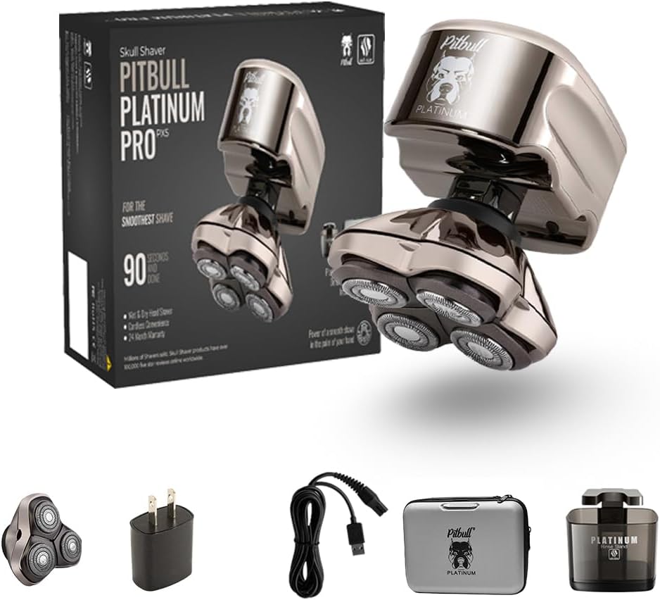 Skull Shaver - Pitbull Platinum PRO PX5 Head and Face Shaver - with Bonus Blade