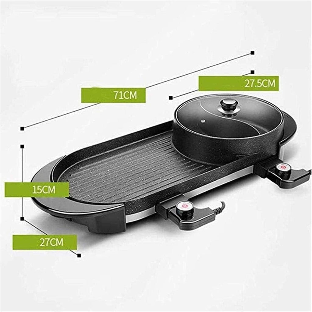 Indoor Korean Barbecue Grill Electric Teppanyaki Grill Table Hot BBQ Plate for Kitchen Dinner Party Camping Festival Cooking -Baking Pan Smokeless Barbecue 1500W,Portable Nonstick Griddle