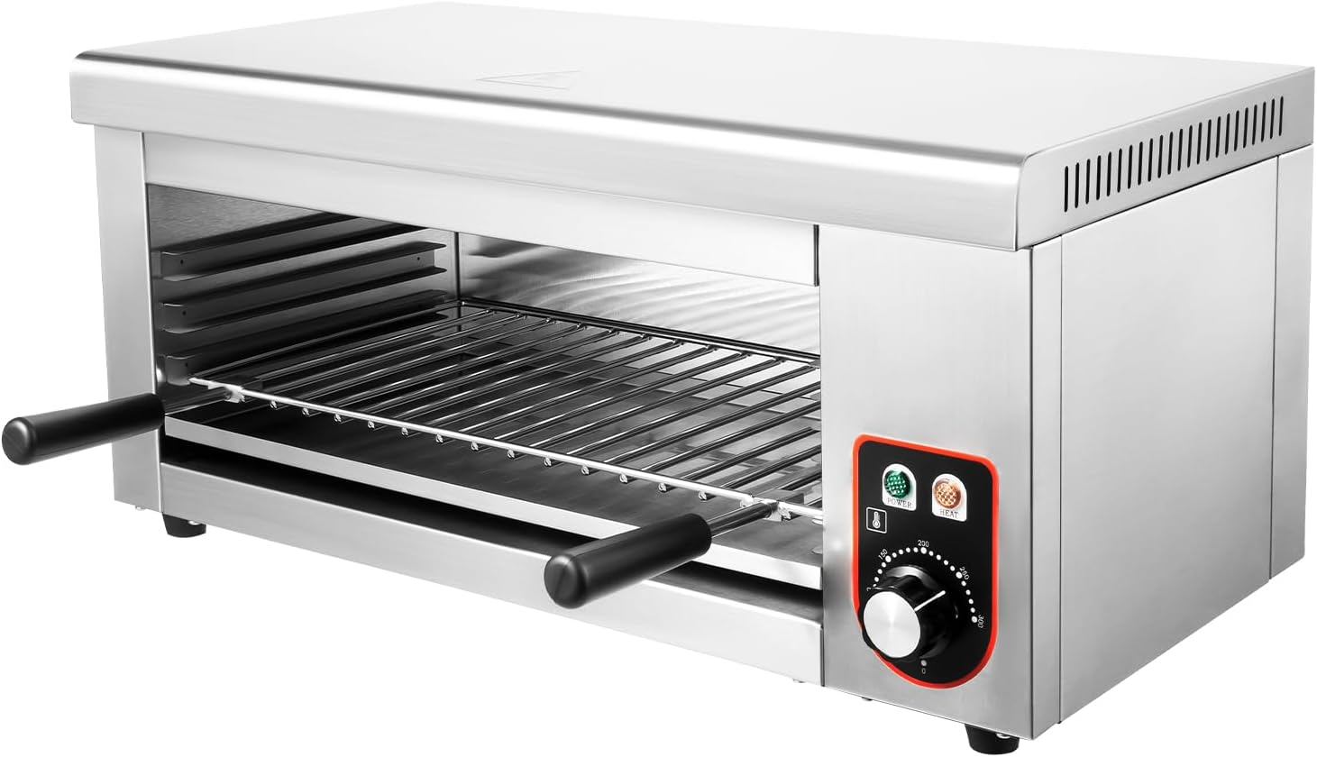 Commercial Cheese Melter Salamander Broiler, 1500W Electric Cheesemelter Heater Heating Grill, 120-570°F Rapid Heating Countertop Raclette Cheese Melting Oven