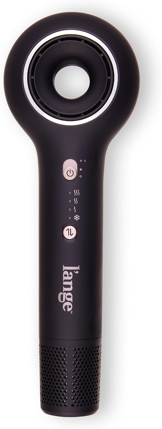 L'ANGE HAIR Axia HaloRing Ionic Hair Dryer | High Speed Professional Blow Dryer for Smooth, Frizz-Free Styles | Lightweight Brushless Motor with Concentrator & Wall Mount | 4 Heat Settings | Black