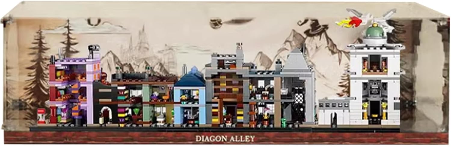 Acrylic Display Case for Lego 76444 Diagon Alley Building Set,Clear Display Case, Dust-Proof Display Case Compatible with Lego 76444 (Only Display Case)
