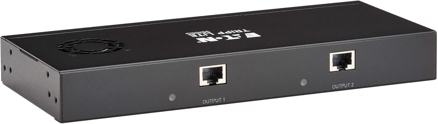 Tripp Lite Series 2-Port DisplayPort to HDMI Splitter + Extender Over Ethernet Cat6, Up to 8K@60Hz Video, 1 in 2 Out, DP 1.4, MST Hub, TAA Compliant, Plug-and-Play, 1-Year Warranty (B156E-002-H8K-K)
