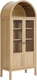 Modway EEI-6638-OAK Tessa Tall Arched Storage Display Cabinet, Oak