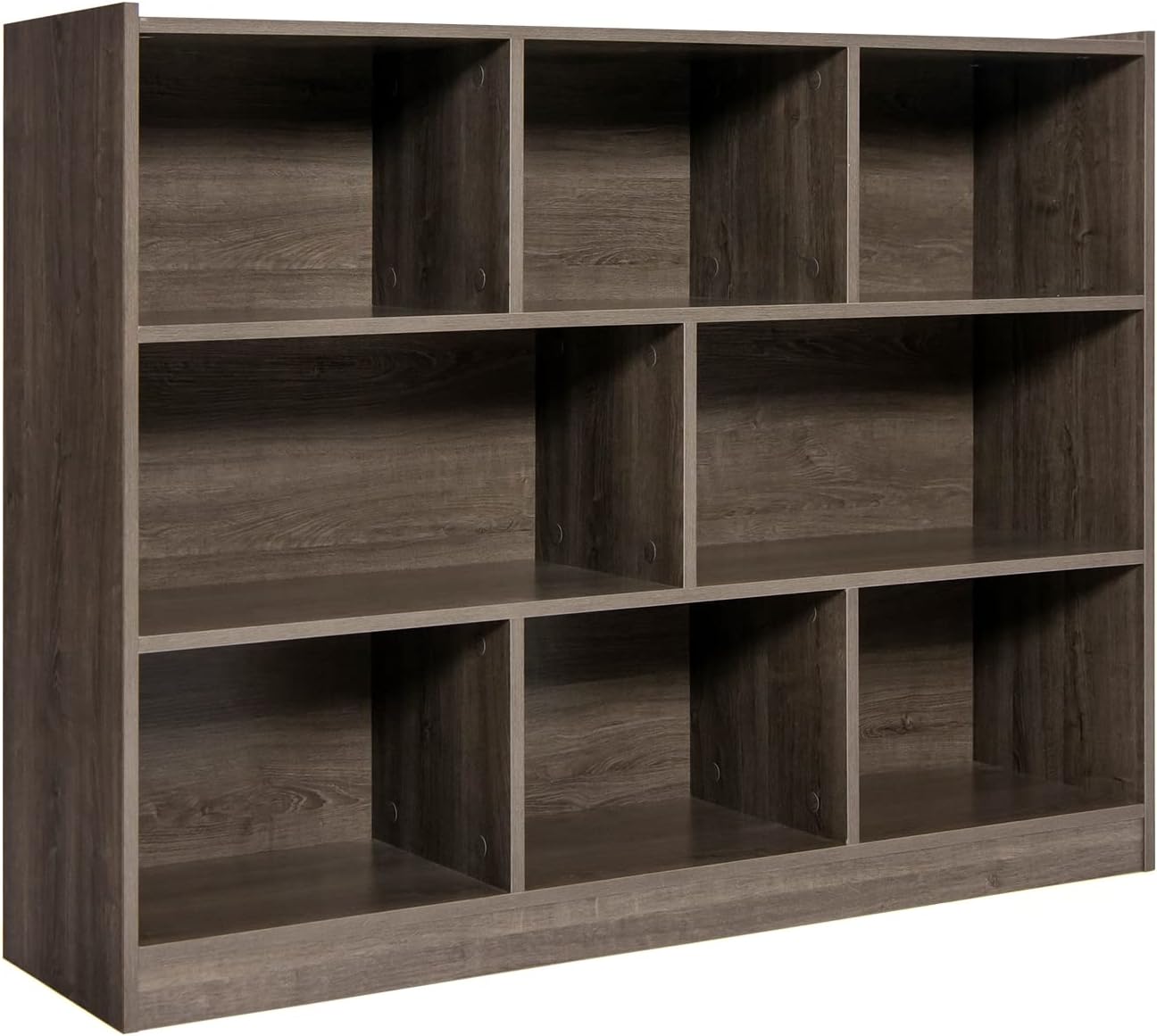 Giantex 8 Cube Bookcase, Freestanding 3-Tier Open Bookshelf, Modern Storage Display Cabinet, Wood Cube Storage Organizer for Living Room, Kid's Room, Grey