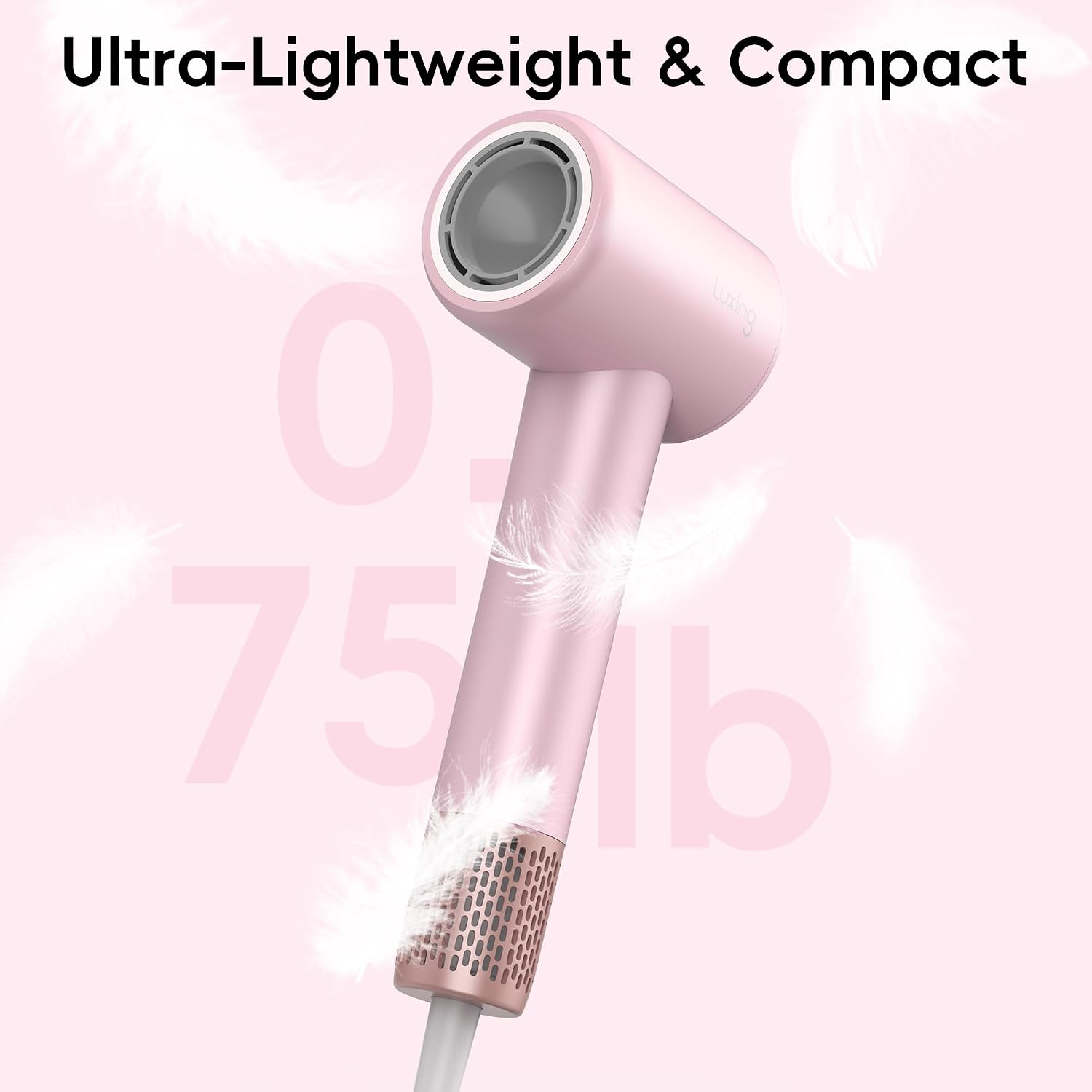 Hair Dryer, TurboLux Ionic 200 Million Negative Ions 1500W Fast Drying High Speed Hairdryer with Diffuser, Lightweight, Low Noise Hair Dryers for Women with 110000 RPM Brushless Motor (Pink)