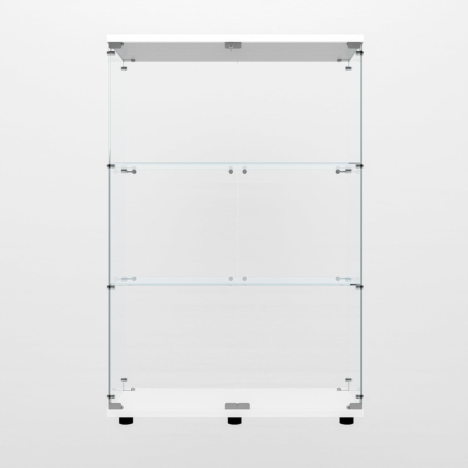 Glass Display Cabinet with LED Lights Elegant Double Doors 3 Shelves Glass Curio Cabinet with Lock 49.3' High Glass Curio Display Cabinet Showcase for Living Room,Bedroom,White